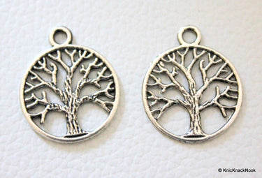 2 x Tree Pendant Silver Tone Charms